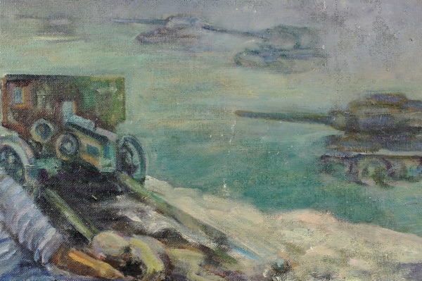 Aleksei  Stepanova Ölgemälde älter russisch Krieg Panzer 